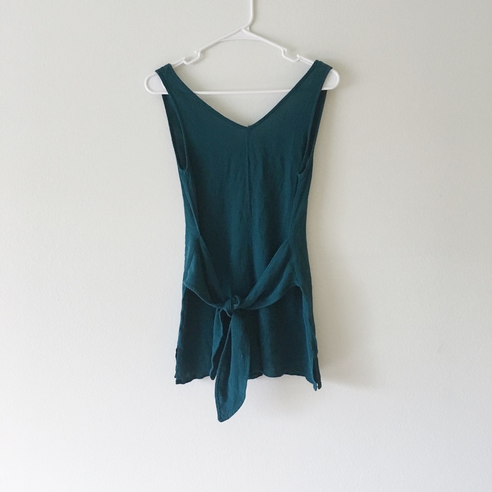 Kendall and Kylie peacock blue tie front romper